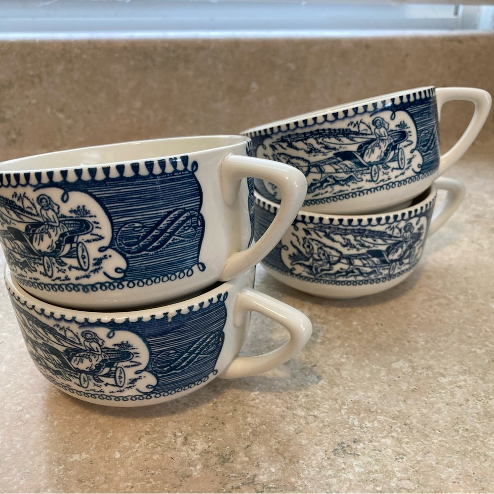 Vintage - Currier and Ives Tea cups. 2 sets of 4
